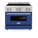 ZLINE 36 in. 4.6 cu. ft. Legacy Induction Range with 5 Element Cooktop and Electric Oven in Stainless Steel and Blue Matte Door, Open Box-Great Condition