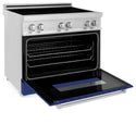 ZLINE 36 in. 4.6 cu. ft. Legacy Induction Range with 5 Element Cooktop and Electric Oven in Stainless Steel and Blue Matte Door, Open Box-Great Condition
