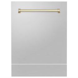 ZLINE Autograph Edition 24" Tallac Dishwasher Panel in Stainless Steel with Polished Gold Handle (DPVZ-304-24-G)
