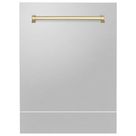 ZLINE Autograph Edition 24" Tallac Dishwasher Panel in Stainless Steel with Polished Gold Handle (DPVZ-304-24-G)