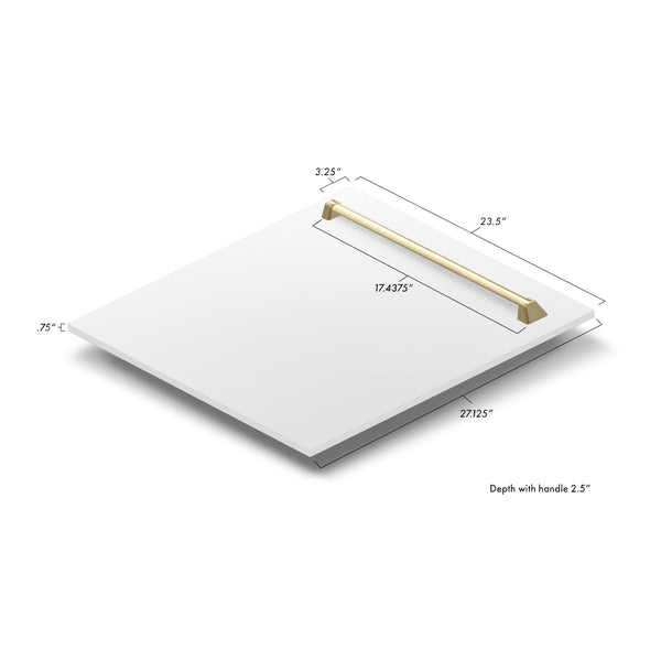 ZLINE 24 in. Autograph Edition Tallac Dishwasher Panel in White Matte with Accented Handle (DPVZ-WM-24)