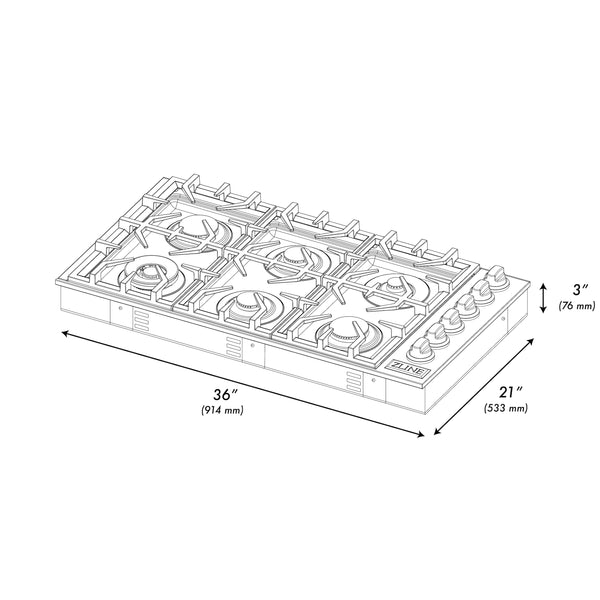 ZLINE 36" Gas Cooktop with 6 Gas Brass Burners (RC-BR-36)