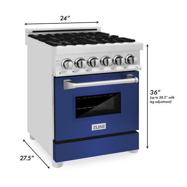 ZLINE 24 in. 2.8 cu. ft. Legacy Dual Fuel Range with 4 Burner Gas Cooktop and Electric Convection Oven