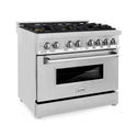 ZLINE 36 in. 4.6 cu. ft. Legacy Dual Fuel Range with Gas Cooktop and Electric Convection Oven in Stainless Steel with 6 Brass Burners (RA-BR-36)