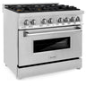 ZLINE 36 in. 4.6 cu. ft. Legacy Dual Fuel Range with Gas Cooktop and Electric Convection Oven in Stainless Steel with 6 Brass Burners (RA-BR-36)