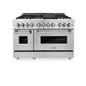 ZLINE 48 in. 6.0 cu. ft. Legacy Dual Fuel Range with Gas Cooktop and 2 Electric Ovens in Stainless Steel with 6 Brass Burners (RA-BR-48)