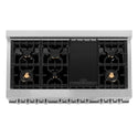 ZLINE 48 in. 6.0 cu. ft. Legacy Dual Fuel Range with Gas Cooktop and 2 Electric Ovens in Stainless Steel with 6 Brass Burners and Griddle (RA-BR-GR-48)