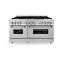 ZLINE 60 in. 7.4 cu. ft. Legacy Dual Fuel Range with Gas Cooktop and 2 Electric Convection Ovens in Stainless Steel with 8 Brass Burners (RA-BR-60)