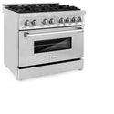 ZLINE 36 in. 4.6 cu. ft. Legacy Dual Fuel Range with 6 Burner Gas Cooktop and Electric Convection Oven in Stainless Steel with DuraSnow® Door (RA-SN-36)