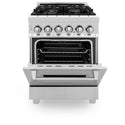 ZLINE 24 in. 2.8 cu. ft. Legacy Dual Fuel Range with 4 Burner Gas Cooktop and Electric Convection Oven in Stainless Steel, Open Box-Great Condition
