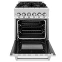 ZLINE 24 in. 2.8 cu. ft. Legacy Dual Fuel Range with 4 Burner Gas Cooktop and Electric Convection Oven in Stainless Steel, Open Box-Great Condition