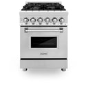 ZLINE 24 in. 2.8 cu. ft. Legacy Dual Fuel Range with 4 Burner Gas Cooktop and Electric Convection Oven in Stainless Steel, Open Box-Great Condition
