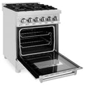 ZLINE 24 in. 2.8 cu. ft. Legacy Dual Fuel Range with 4 Burner Gas Cooktop and Electric Convection Oven in Stainless Steel, Open Box-Great Condition