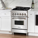 ZLINE 24 in. 2.8 cu. ft. Legacy Dual Fuel Range with 4 Burner Gas Cooktop and Electric Convection Oven in Stainless Steel, Open Box-Good Condition