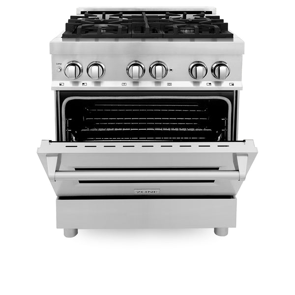 ZLINE 30 in. 4.0 cu. ft. Legacy Dual Fuel Range with 4 Burner Gas Cooktop and Electric Convection Oven in Stainless Steel, Open Box-Good Condition