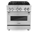ZLINE 30 in. 4.0 cu. ft. Legacy Dual Fuel Range with 4 Burner Gas Cooktop and Electric Convection Oven in Stainless Steel, Open Box-Good Condition