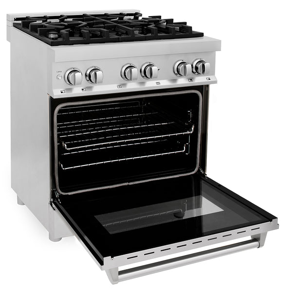 ZLINE 30 in. 4.0 cu. ft. Legacy Dual Fuel Range with 4 Burner Gas Cooktop and Electric Convection Oven in Stainless Steel, Open Box-Good Condition