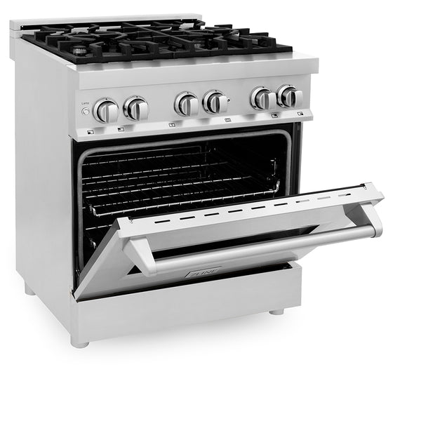 ZLINE 30 in. 4.0 cu. ft. Legacy Dual Fuel Range with 4 Burner Gas Cooktop and Electric Convection Oven in Stainless Steel, Open Box-Good Condition