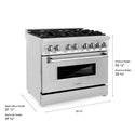 ZLINE 36 in. 4.6 cu. ft. Legacy Dual Fuel Range with 6 Burner Gas Cooktop and Electric Convection Oven in Stainless Steel, Open Box-Great Condition