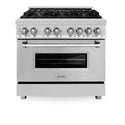 ZLINE 36 in. 4.6 cu. ft. Legacy Dual Fuel Range with 6 Burner Gas Cooktop and Electric Convection Oven in Stainless Steel, Open Box-Good Condition