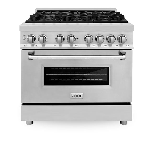 ZLINE 36 in. 4.6 cu. ft. Legacy Dual Fuel Range with 6 Burner Gas Cooktop and Electric Convection Oven in Stainless Steel, Open Box-Good Condition