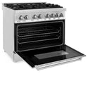 ZLINE 36 in. 4.6 cu. ft. Legacy Dual Fuel Range with 6 Burner Gas Cooktop and Electric Convection Oven in Stainless Steel, Open Box-Great Condition