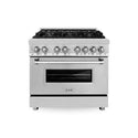 ZLINE 36 in. 4.6 cu. ft. Legacy Dual Fuel Range with 6 Burner Gas Cooktop and Electric Convection Oven in Stainless Steel, Open Box-Great Condition