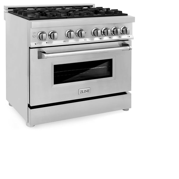 ZLINE 36 in. 4.6 cu. ft. Legacy Dual Fuel Range with 6 Burner Gas Cooktop and Electric Convection Oven in Stainless Steel, Open Box-Great Condition