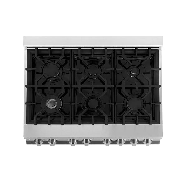 ZLINE 36 in. 4.6 cu. ft. Legacy Dual Fuel Range with 6 Burner Gas Cooktop and Electric Convection Oven in Stainless Steel, Open Box-Great Condition