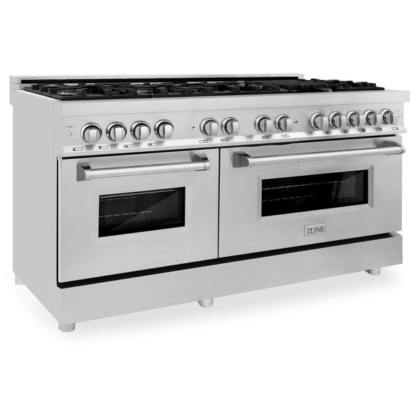 ZLINE 60 in. 7.4 cu. ft. Legacy Dual Fuel Range with 9 Burner Gas Cooktop and 2 Electric Convection Ovens