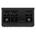 ZLINE 48 in. 6.0 cu. ft. Legacy Dual Fuel Range with Gas Cooktop and 2 Electric Ovens in Black Stainless Steel with 6 Brass Burners (RAB-BR-48)