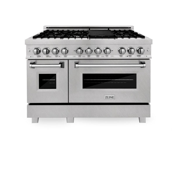 ZLINE 48 in. 6.0 cu. ft. Electric Oven and Gas Cooktop Dual Fuel Range with Griddle in Fingerprint Resistant Stainless (RAS-SN-GR-48)