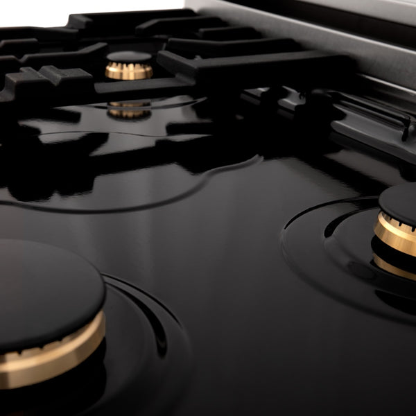 ZLINE Autograph Edition 30 in. 4.0 cu. ft. Legacy Dual Fuel Range with 4 Burner Gas Cooktop and Electric Convection Oven in Stainless Steel with White Matte Door and Matte Black Accents, Open Box-Great Condition