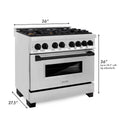 ZLINE Autograph Edition 36 in. 4.6 cu. ft. Legacy Dual Fuel Range with 6 Burner Gas Cooktop and Electric Convection Oven in Stainless Steel and Matte Black Accents, Open Box-Great Condition