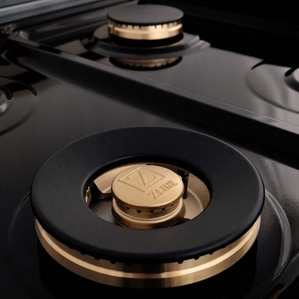 ZLINE Autograph Edition 36 in. 4.6 cu. ft. Legacy Dual Fuel Range with 6 Burner Gas Cooktop and Electric Convection Oven in Stainless Steel with White Matte Door and Polished Gold Accents, Open Box-Good Condition