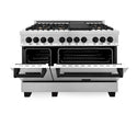 ZLINE Autograph Edition 48 in. 6.0 cu. ft. Legacy Dual Fuel Range with 7 Burner Gas Cooktop and 2 Electric Ovens in Stainless Steel and Matte Black Accents, Open Box-Great Condition
