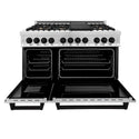 ZLINE Autograph Edition 48 in. 6.0 cu. ft. Legacy Dual Fuel Range with 7 Burner Gas Cooktop and 2 Electric Ovens in Stainless Steel and Matte Black Accents, Open Box-Great Condition