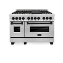 ZLINE Autograph Edition 48 in. 6.0 cu. ft. Legacy Dual Fuel Range with 7 Burner Gas Cooktop and 2 Electric Ovens in Stainless Steel and Matte Black Accents, Open Box-Great Condition