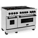 ZLINE Autograph Edition 48 in. 6.0 cu. ft. Legacy Dual Fuel Range with 7 Burner Gas Cooktop and 2 Electric Ovens in Stainless Steel and Matte Black Accents, Open Box-Great Condition