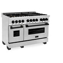 ZLINE Autograph Edition 48 in. 6.0 cu. ft. Legacy Dual Fuel Range with 7 Burner Gas Cooktop and 2 Electric Ovens in Stainless Steel and Matte Black Accents, Open Box-Great Condition