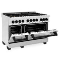 ZLINE Autograph Edition 48 in. 6.0 cu. ft. Legacy Dual Fuel Range with 7 Burner Gas Cooktop and 2 Electric Ovens in Stainless Steel and Matte Black Accents, Open Box-Great Condition