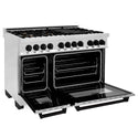 ZLINE Autograph Edition 48 in. 6.0 cu. ft. Legacy Dual Fuel Range with 7 Burner Gas Cooktop and 2 Electric Ovens in Stainless Steel and Matte Black Accents, Open Box-Great Condition