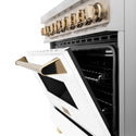 ZLINE Autograph Edition 36 in. 4.6 cu. ft. Legacy Dual Fuel Range with 6 Burner Gas Cooktop and Electric Convection Oven in Stainless Steel with White Matte Door and Polished Gold Accents, Open Box-Good Condition