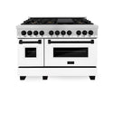 ZLINE Autograph Edition 48 in. 6.0 cu. ft. Legacy Dual Fuel Range with 7 Burner Gas Cooktop and 2 Electric Ovens in Stainless Steel with White Matte Doors and Matte Black Accents, Open Box-Good Condition