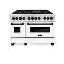 ZLINE Autograph Edition 48 in. 6.0 cu. ft. Legacy Dual Fuel Range with 7 Burner Gas Cooktop and 2 Electric Ovens in Stainless Steel with White Matte Doors and Matte Black Accents, Open Box-Great Condition