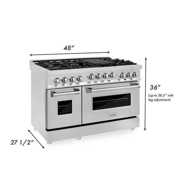 ZLINE 48 in. 6.0 cu. ft. Range with Natural Gas Stove and Natural Gas Oven in Stainless Steel, Open Box-Good Condition