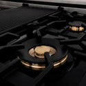 ZLINE Autograph Edition 48 in. Legacy Gas Rangetop with 7 Burners and Porcelain Cooktop in Stainless Steel with Polished Gold Accents (RTZ-48-G)