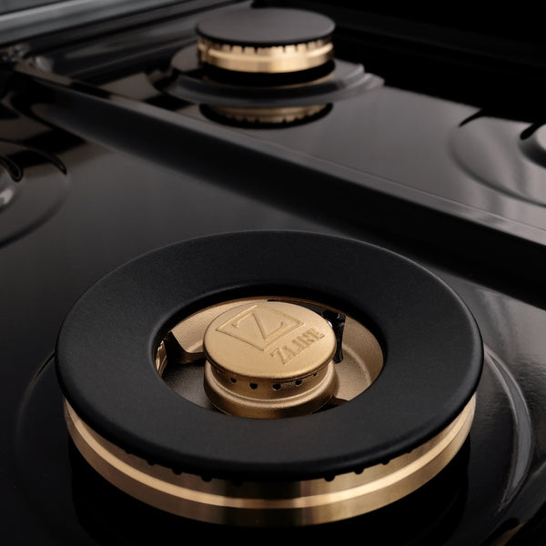 ZLINE Autograph Edition 48 in. Legacy Gas Rangetop with 7 Burners and Porcelain Cooktop in Stainless Steel with Polished Gold Accents (RTZ-48-G)