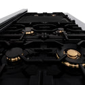 ZLINE Autograph Edition 48 in. Legacy Gas Rangetop with 7 Burners and Porcelain Cooktop in Stainless Steel with Polished Gold Accents (RTZ-48-G)