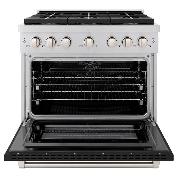 ZLINE 36 in. 5.2 cu. ft. Paramount Dual Fuel Range with 6 Burner DuoPro™ Cooktop and Electric Convection Oven with Black Matte Door (PSDR-BLM-36)
